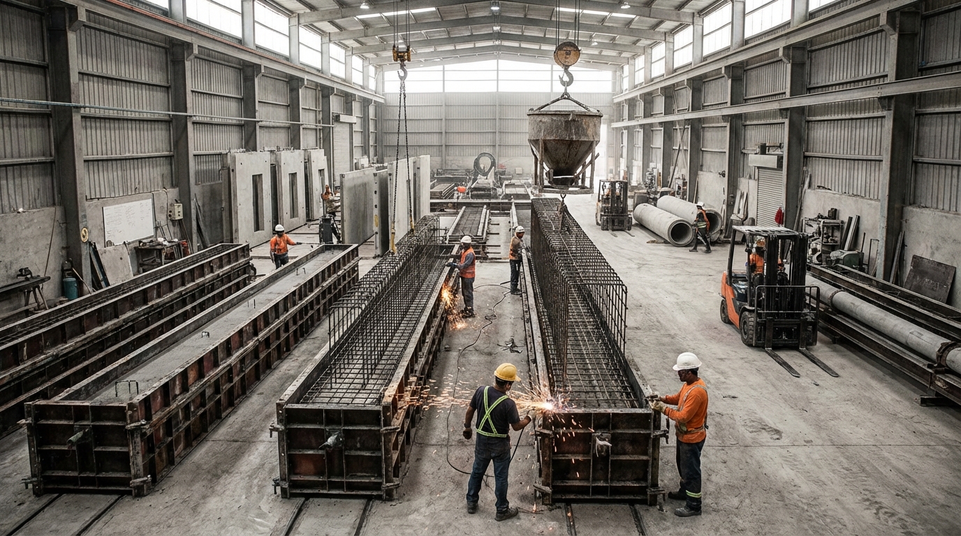 Precast concrete factory